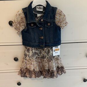 Rare Editions Brown and Gold Floral Dress Set 3T NWT